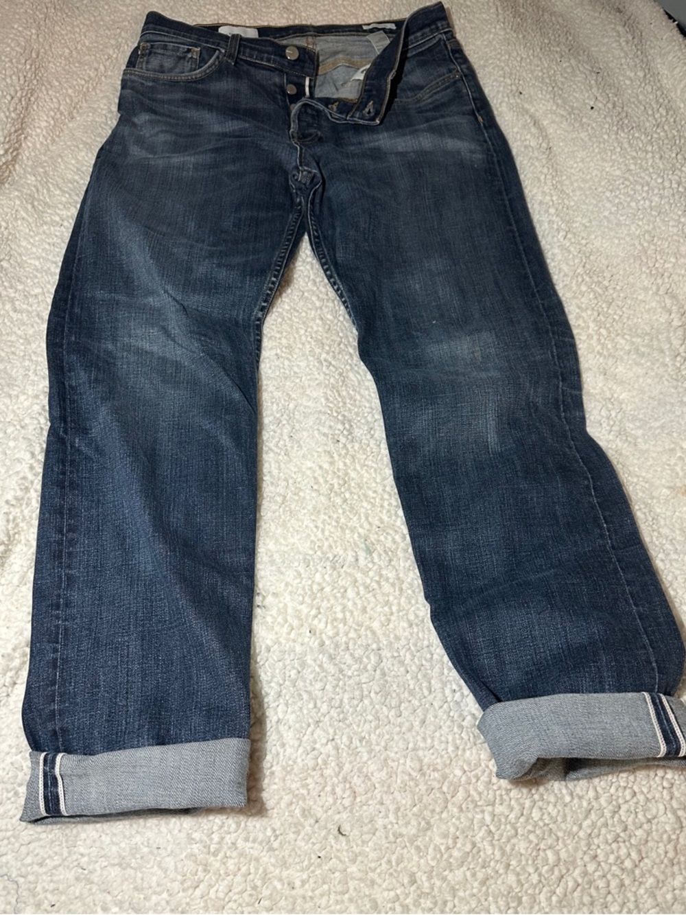 Classic Men's Dark Wash Denim Jeans - Blue
